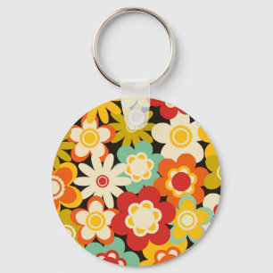 Ljusfärgad Retro Söt Blommig Mönster Nyckelring