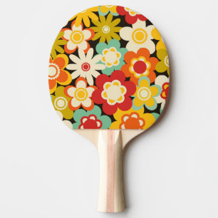 Ljusfärgad Retro Söt Blommig Mönster Pingisracket