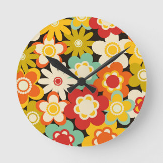 Ljusfärgad Retro Söt Blommig Mönster Rund Klocka