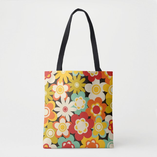 Ljusfärgad Retro Söt Blommig Mönster Tygkasse (Framsida)