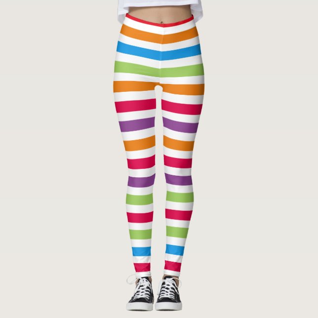 Ljusfärgad Roligt stripe Mönster Leggings (Framsida)