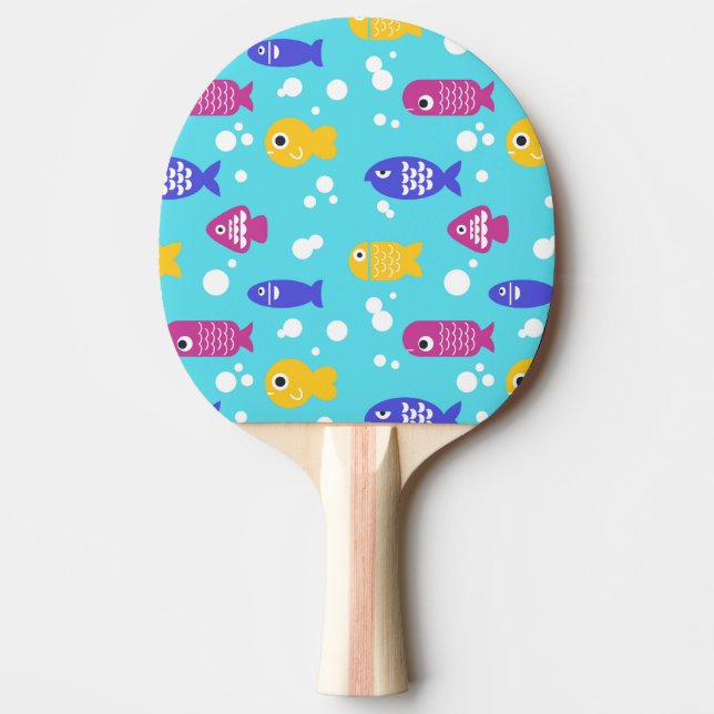 Ljusfärgad Tecknad Fiskmönster Blå Pingisracket (Framsidan)