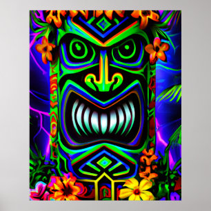Ljusfärgad Tiki Totem-vägg Poster Skriv ut