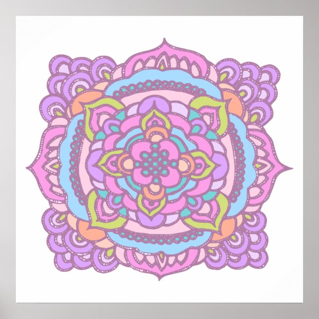 Ljusfärgad Tracery Ornament Poster (Framsidan)