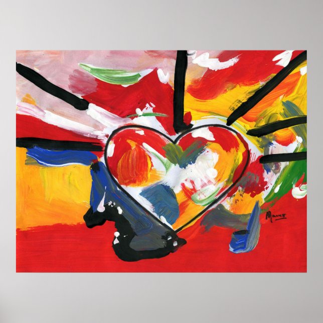 Ljusfärgad vattenfärg Heart mönster Poster (Framsidan)