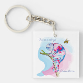 Ljusfärgad vattenfärgskameleon och bin.