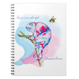 Ljusfärgad vattenfärgskameleon och bin. anteckningsbok