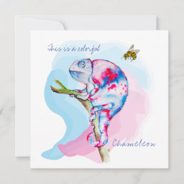 Ljusfärgad vattenfärgskameleon och bin. inbjudningar