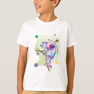 Ljusfärgad vattenfärgskameleon och bin. t shirt
