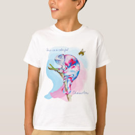 Ljusfärgad vattenfärgskameleon och bin. t shirt