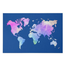 Ljusfärgad Vattenfärgsvärldskarta Resenär