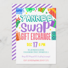Ljusfärgad Yankee Swap-gåvoutbytesfest Inbjudningar