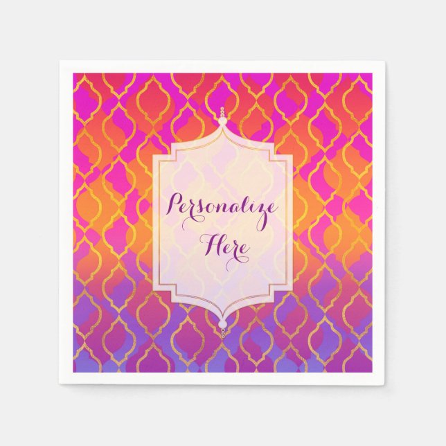 Ljusfärgade Arabiska Marockanska Glam Indisk Fest Pappersservett (Framsidan)