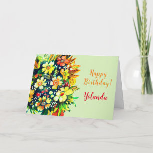 Ljusfärgade blommor Flat Helgdag Card Kort