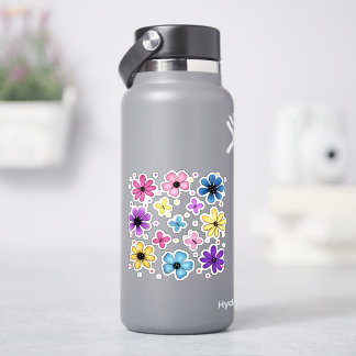 Ljusfärgade blommor och fjärilar klistermärken