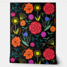 Ljusfärgade blommor på svart