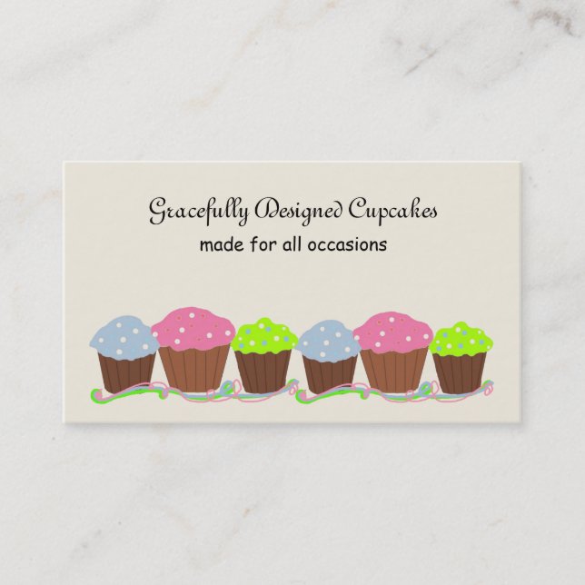Ljusfärgade Cupcakes Visitkort (Framsida)