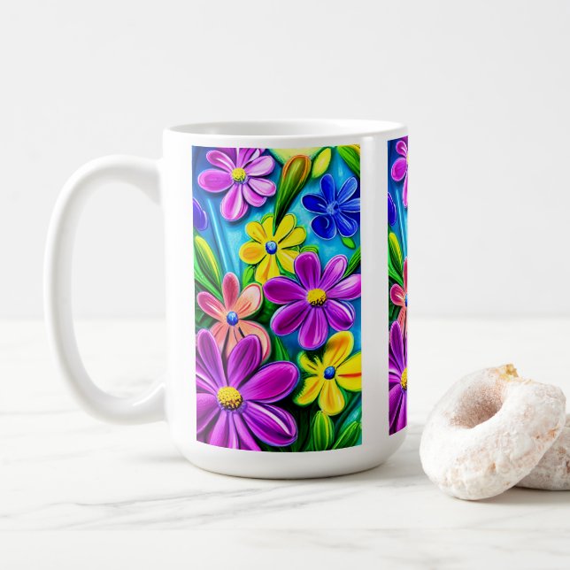 Ljusfärgade Daisy Kaffemugg (Med munk)