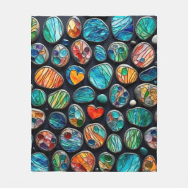 Ljusfärgade dekorativa färgade stenar fleecefilt