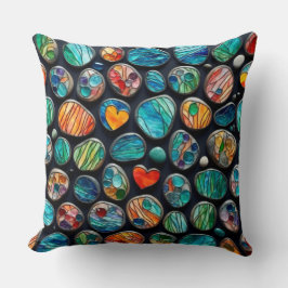 Ljusfärgade dekorativa färgade stenar kudde