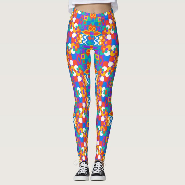 Ljusfärgade leggingar har ett abstrakt leggings (Framsida)