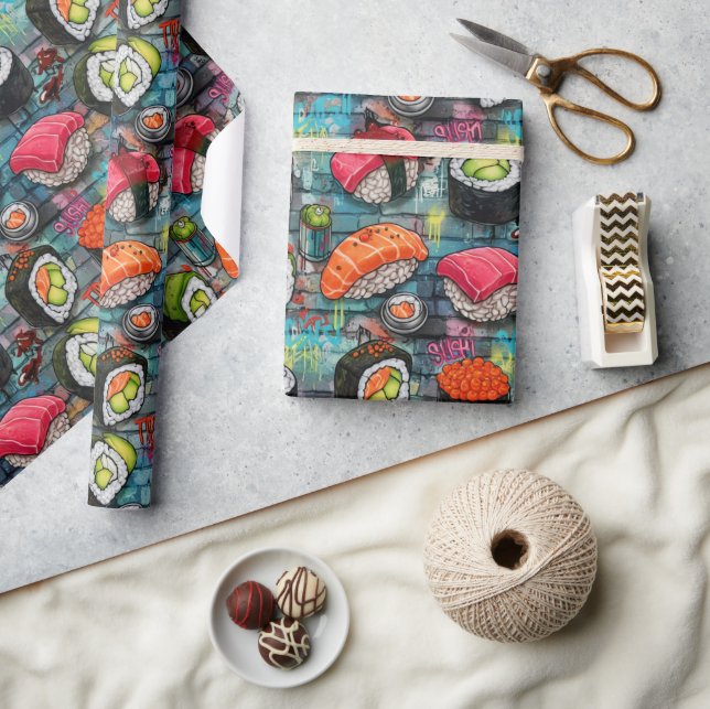 Ljusfärgat Graffiti Sushi-inslagspapper Presentpapper (Hantverk)