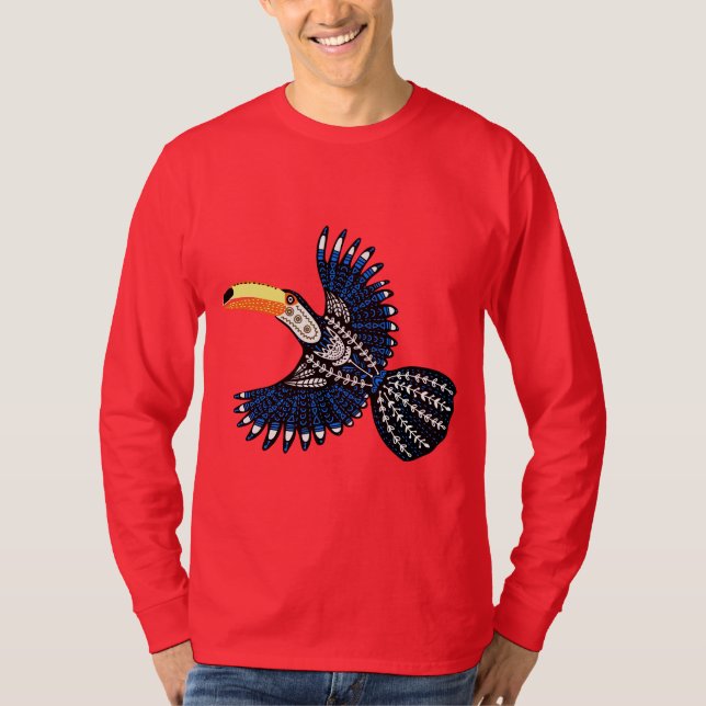 Ljusfärgat Tropical Jungle Toucan Bird T Shirt (Framsida)