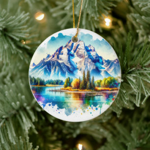 Ljusfärgen Grand Teton nationalpark Wyomin Julgransprydnad Keramik