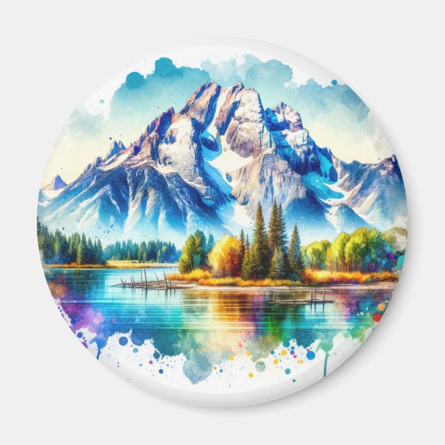 Ljusfärgen Grand Teton nationalpark Wyomin Magnet (Framsidan)