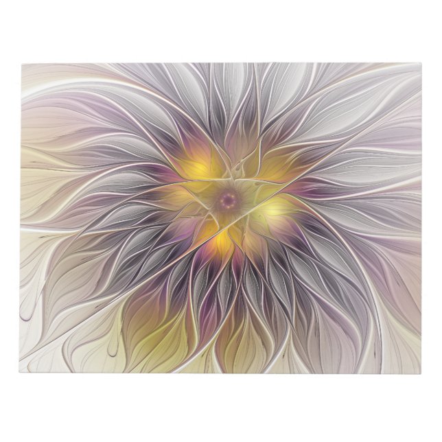 Ljusfärgsblomma, Abstrakt Modern Fractal Anteckningsblock (Framsida)