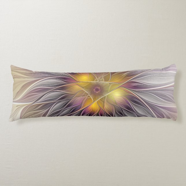 Ljusfärgsblomma, Abstrakt Modern Fractal Kroppskudde (Framsidan)