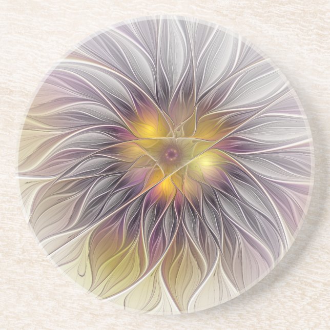Ljusfärgsblomma, Abstrakt Modern Fractal Underlägg (Framsidan)
