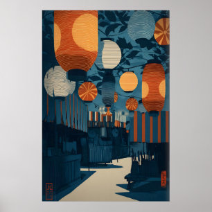 Ljusfestival Konsttryck - Asiatisk Marknadsgata Poster