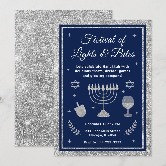 Ljusfestivalen & Smakbitar Hanukkah-firande Inbjudningar (Fram/baksida)