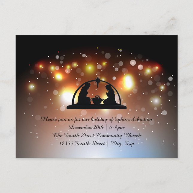 Ljusfirande julkrubba - Julkort Helg Vykort (Framsida)