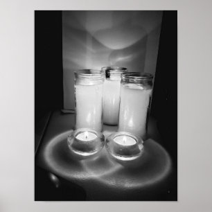 Ljusflamma fortfarande liv Svartvitt foto Poster