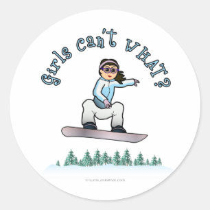 Ljusflickor Snowboarding Runt Klistermärke