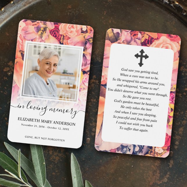 Ljusfotosympati för Blommigten Funeral Prayer Card Visitkort (Skapare uppladdad)