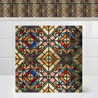 Ljusfull färgrik diamant-katedral-glas-konst kakelplatta