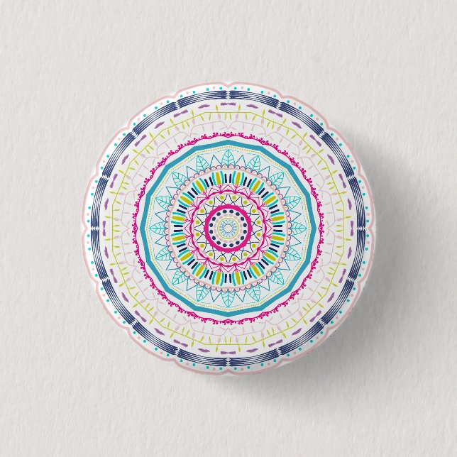 Ljusfull Färgrik Mandala-konst Knapp (Framsida)