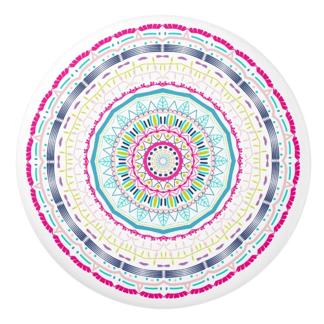 Ljusfull Färgrik Mandala-konst Knopp (Framsidan)