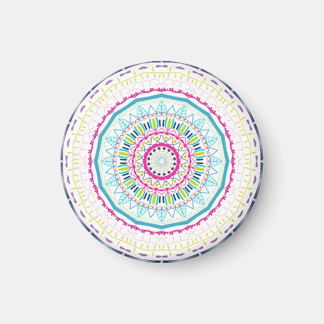 Ljusfull Färgrik Mandala-konst Magnet (Framsidan)