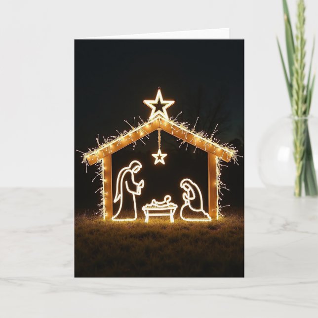 Ljusfull julscen-kort kort (Framsida)