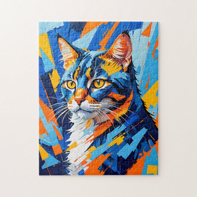 Ljusfull kubistisk kattmålning pussel (Vertikal)