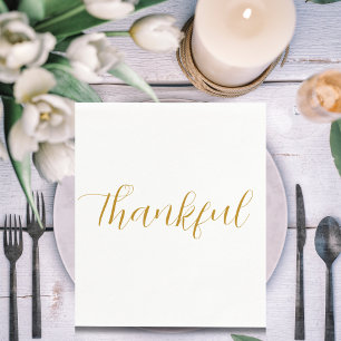Ljusfull minimal Thanksgiving för Guld-skript Pappersservett