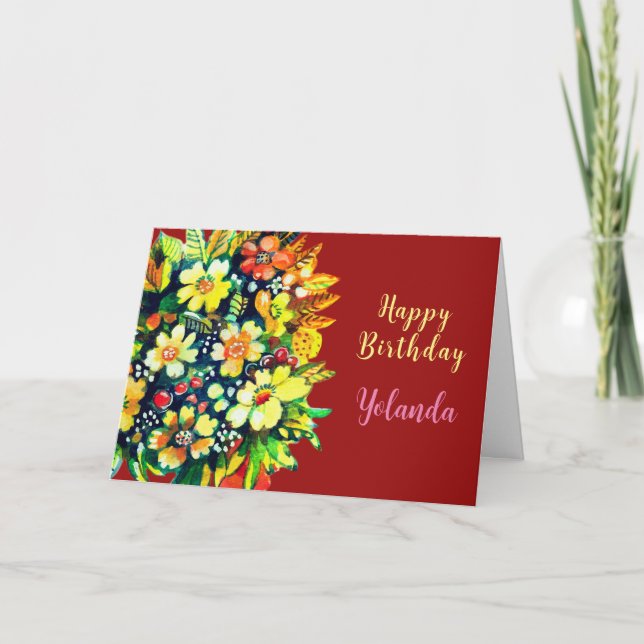 Ljusfulla färgglada blommor Platt semesterkort Kort (Framsida)