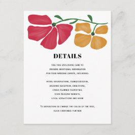 Ljusfulla och färgglada Nouveau-blommiga bröllopsd Tilläggskort