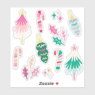 Ljusfullt Whimsical julillustrationer Klistermärken