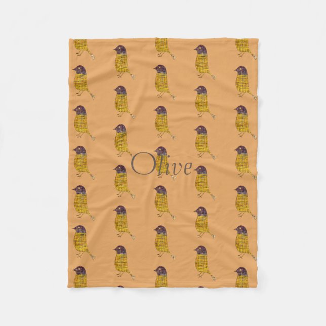 Ljusfunny Little Bird Mönster Fleece Blanket (Framsidan)