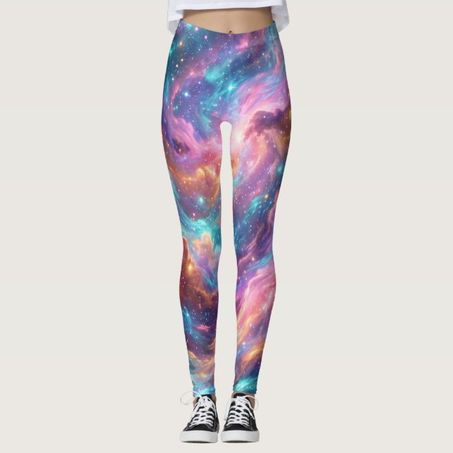 Ljusfylld Spiralgalaxnebulosa Leggings (Framsida)